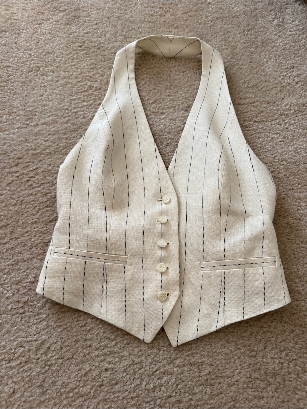 A.L.C. Cream Pinstripe Halter Vest Sz 00